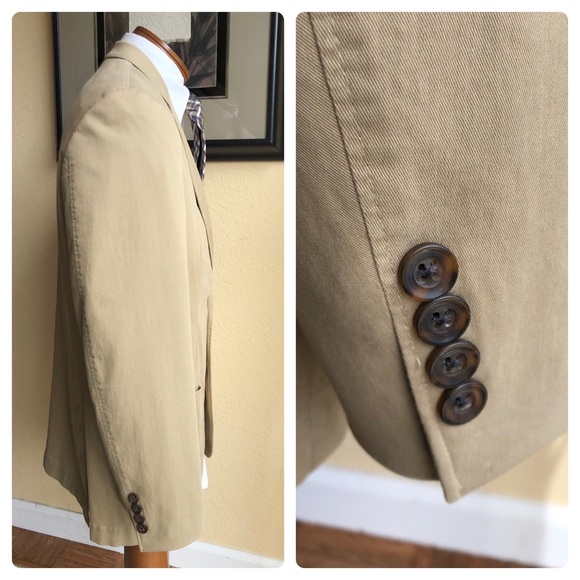 Kroon 2 Button Medium Weight Tan Cotton Jacket Size 40R - Picture 11 of 15